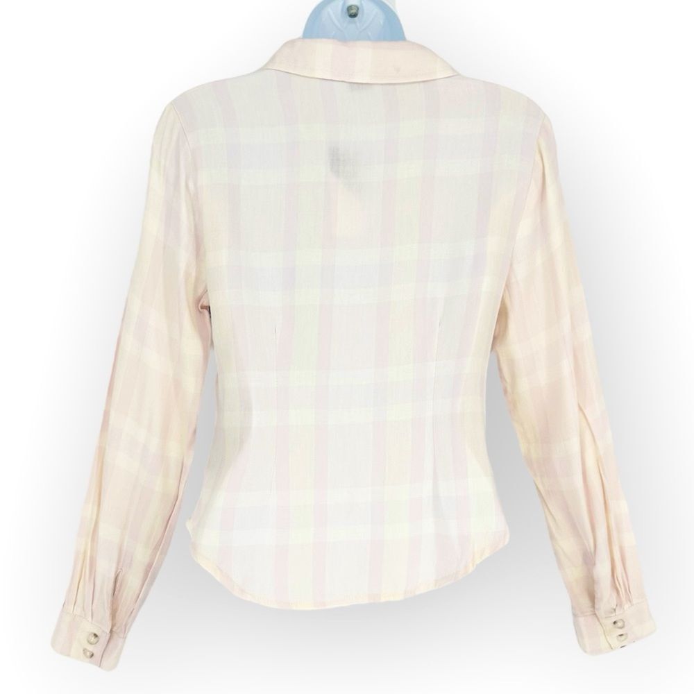 SANCTUARY CLOTHING NWT WOMENS WHISPER PLAID RUCHED BOYFRIEND SHIRT- size M - Picture 6 of 11